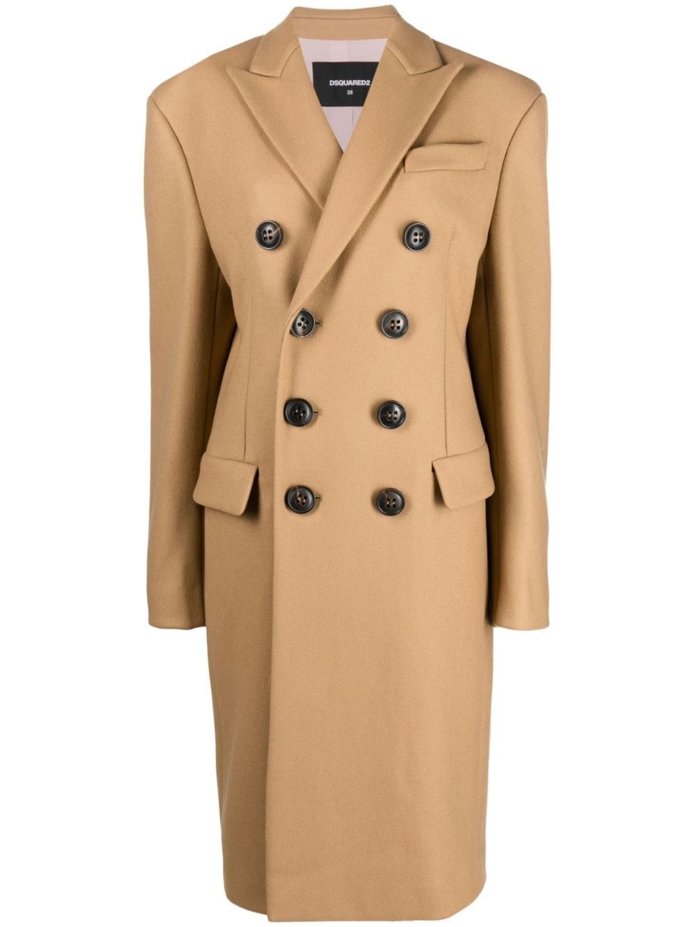 double-breasted long-sleeve trench coat - 1