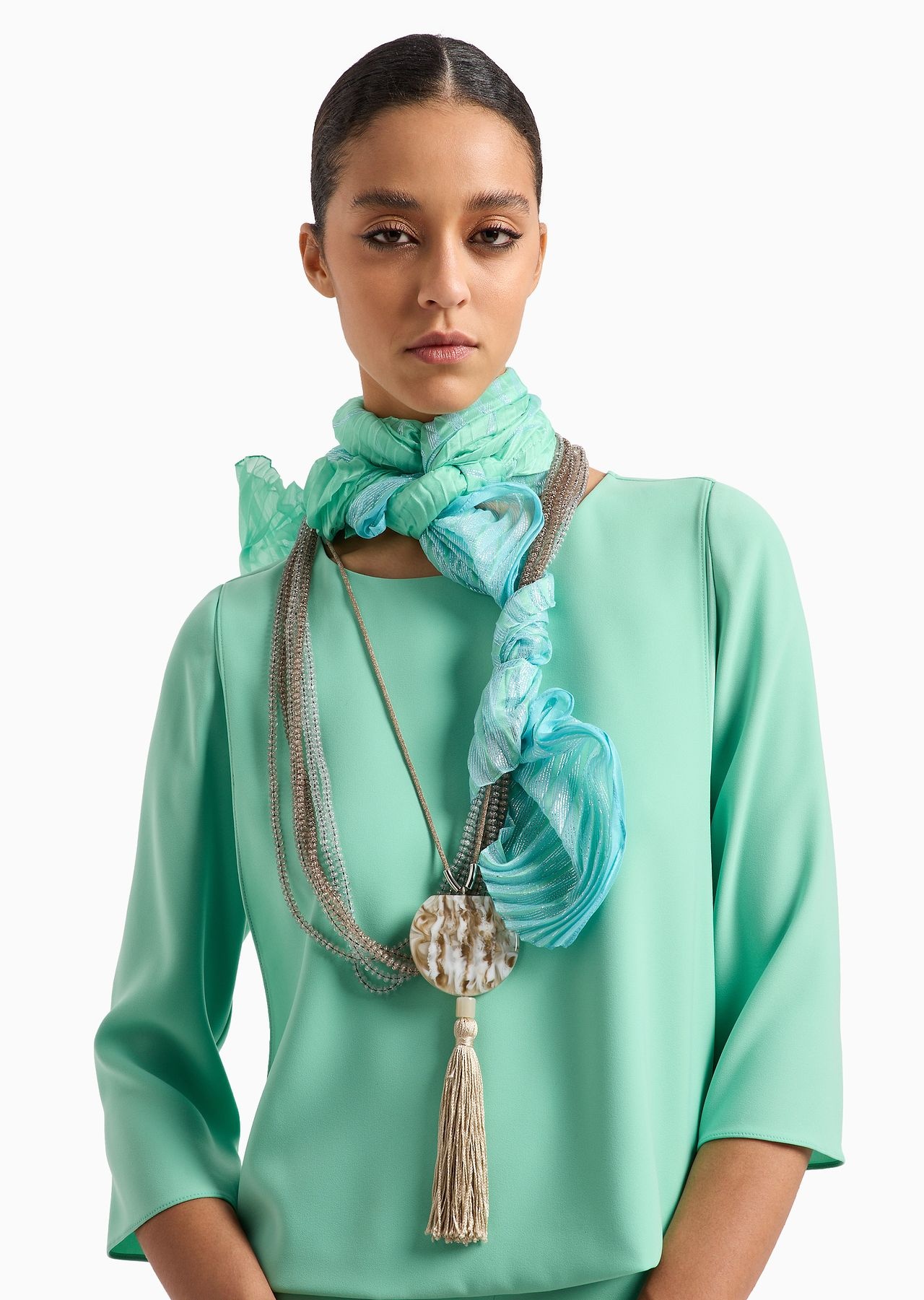 Gradient, lurex patterned pleated stole - 5