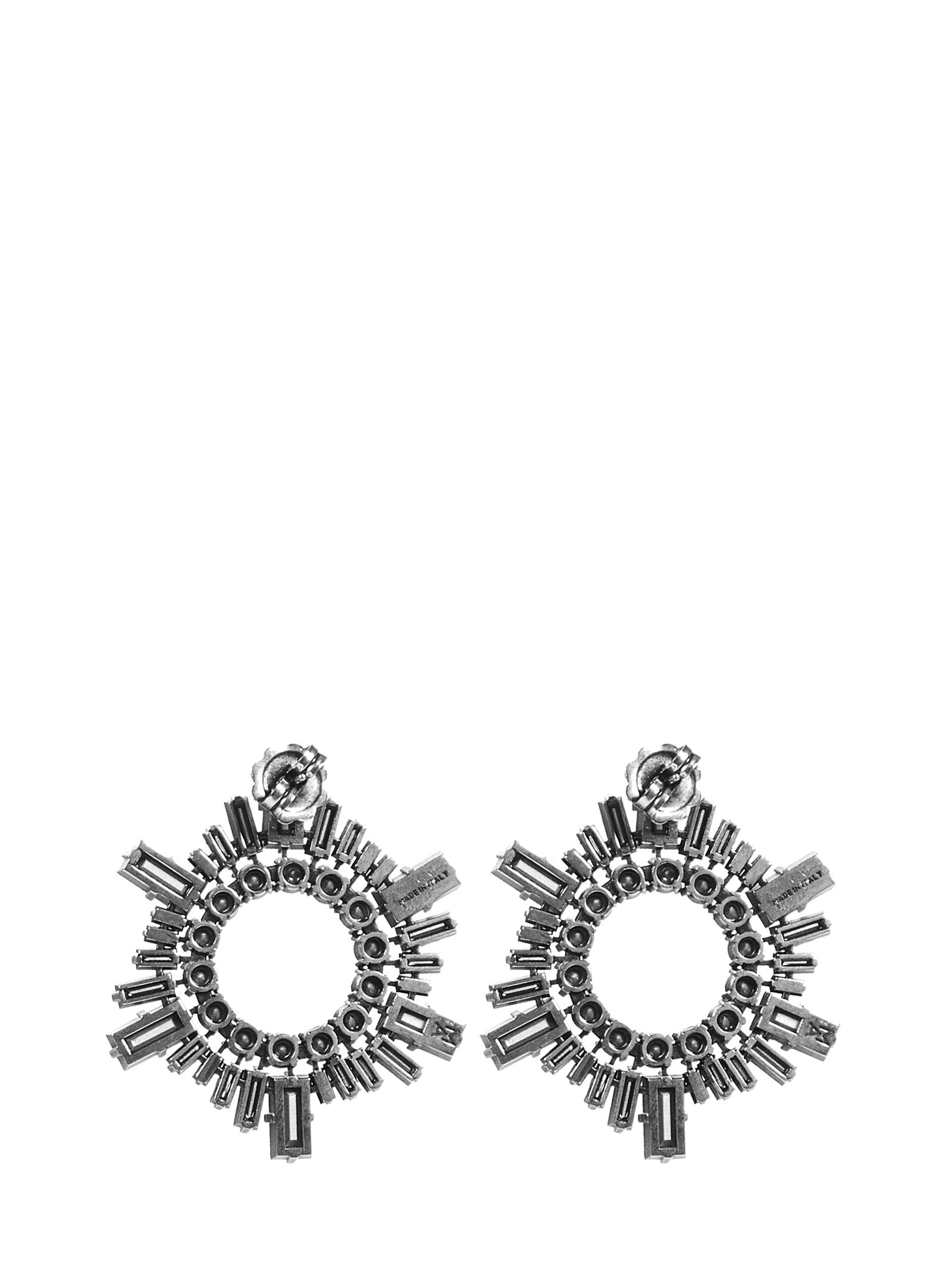 MINI BEGUM silver brass earrings with black crystals set. - 2