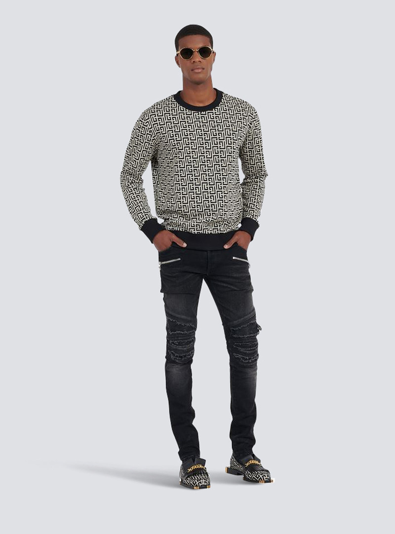 Balmain Slim cut ripped cotton jeans outlook