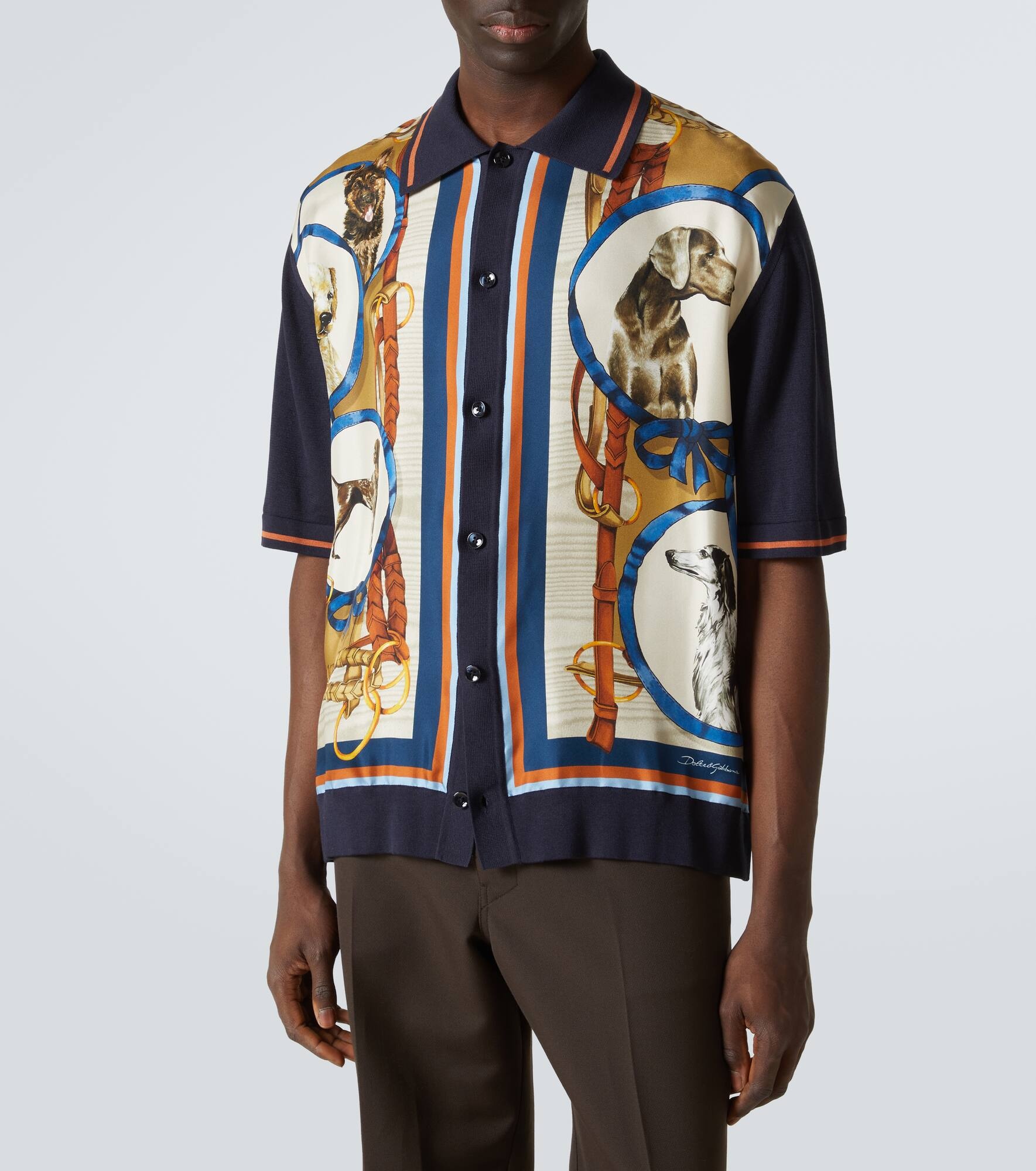 Printed silk and cotton bowling shirt - 3