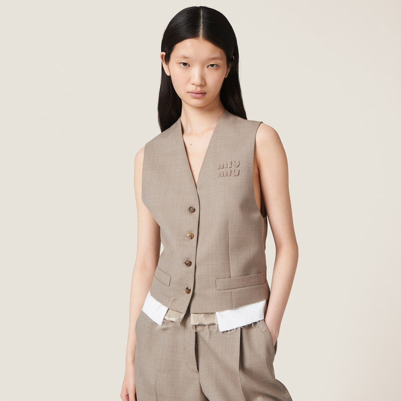 Miu Miu Single-breasted gabardine vest outlook