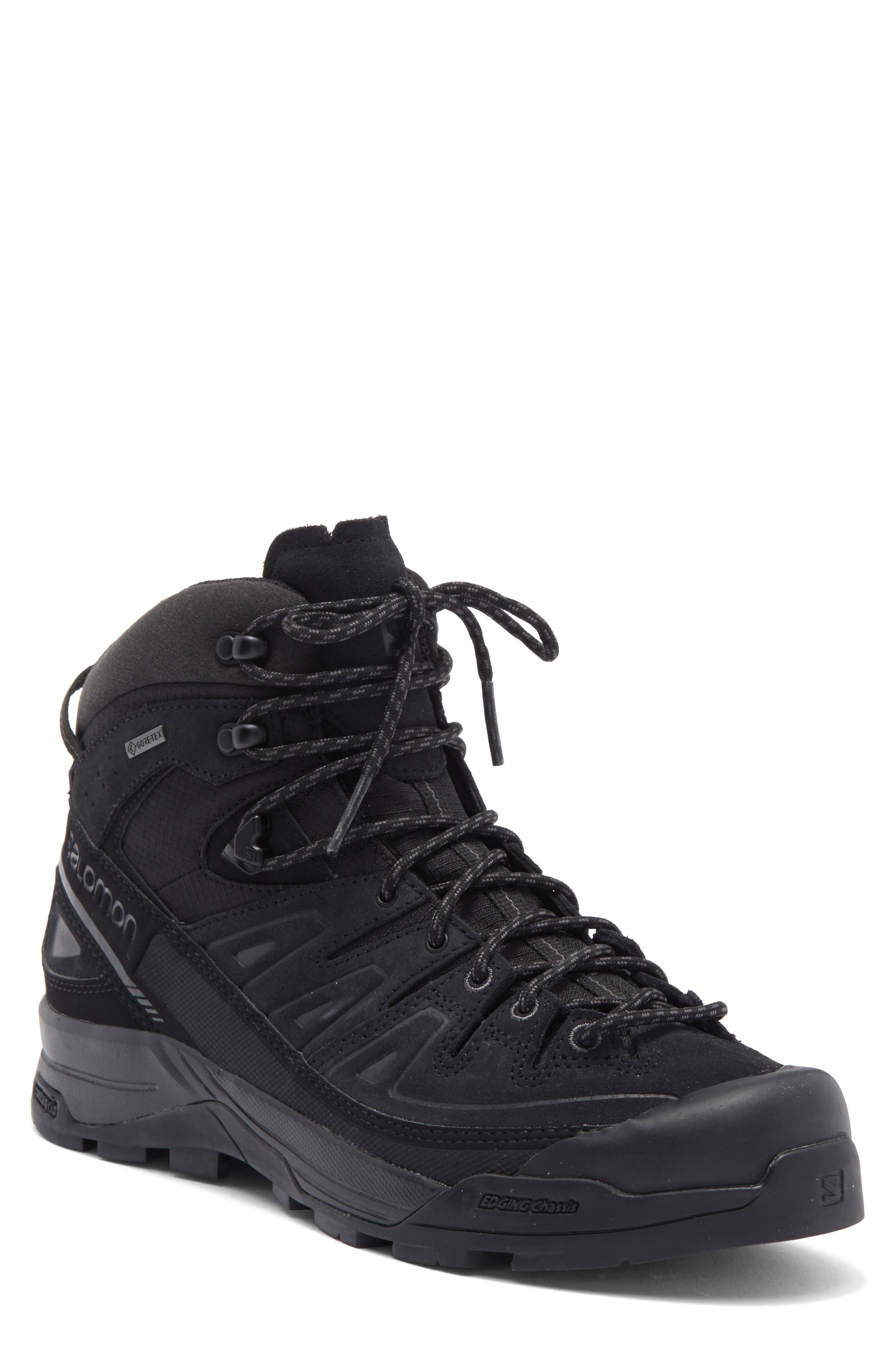 Salomon X-Alp Gore-Tex® Waterproof High Top Sneaker in Black/Black/Asphalt at Nordstrom - 1