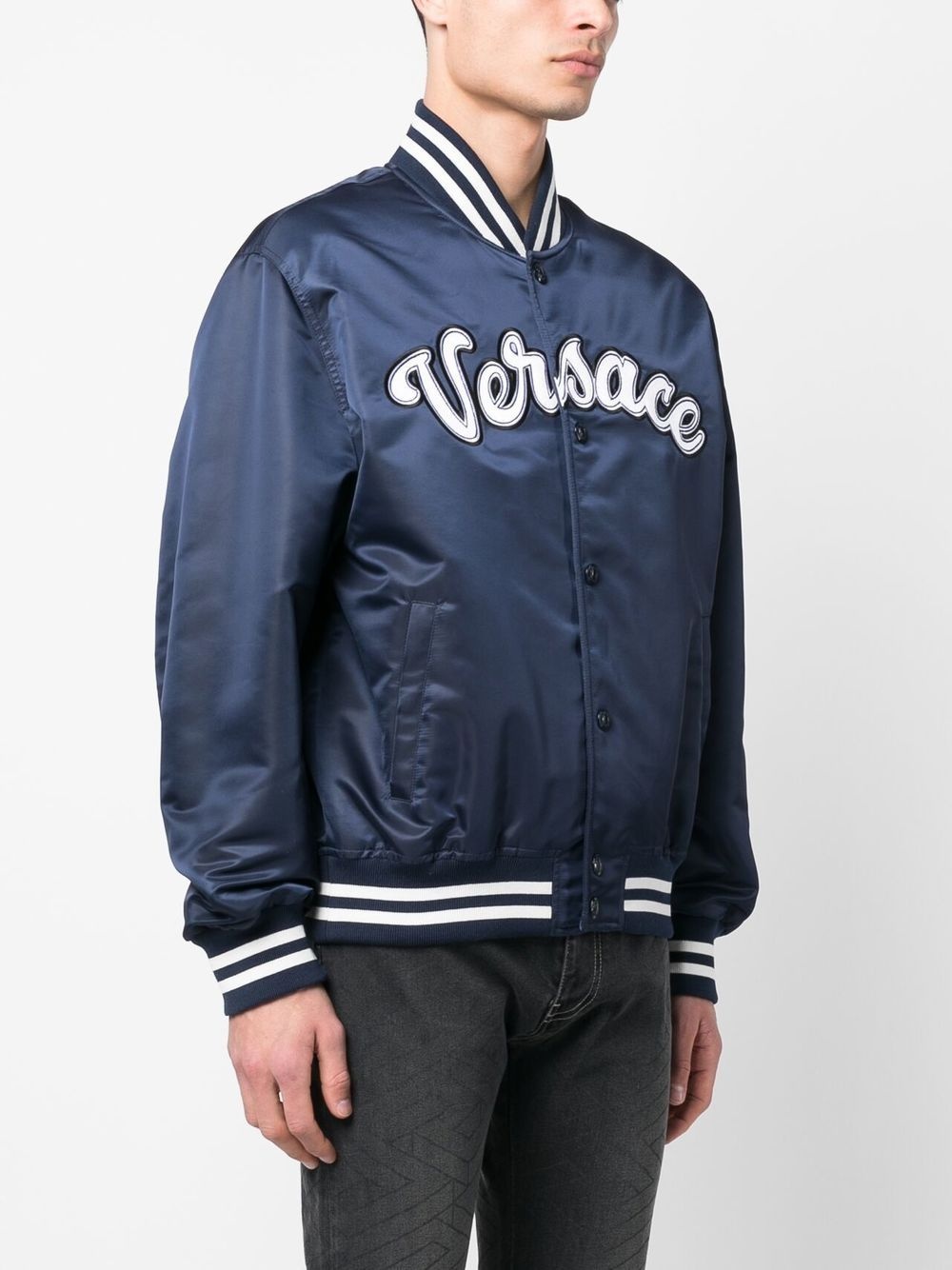 logo-patch bomber jacket - 3
