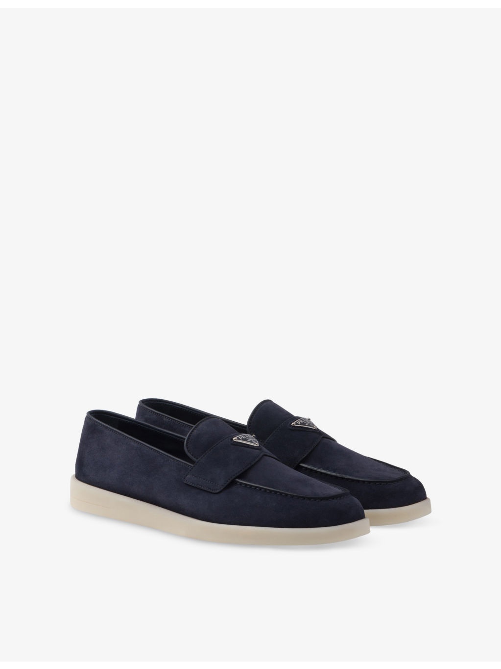 Triangle-plaque suede loafers - 5