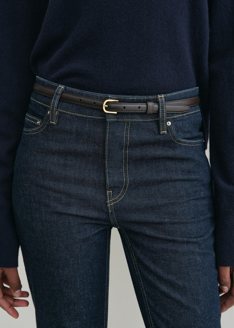 Totême Thin leather trouser belt bark outlook