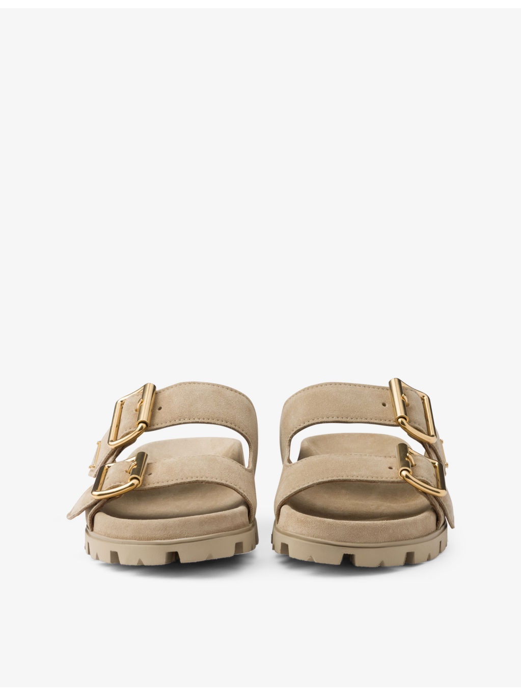 Brand-plaque buckled suede sliders - 5