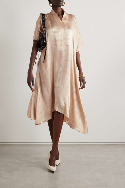 BALENCIAGA Oversized asymmetric silk-jacquard midi dress outlook