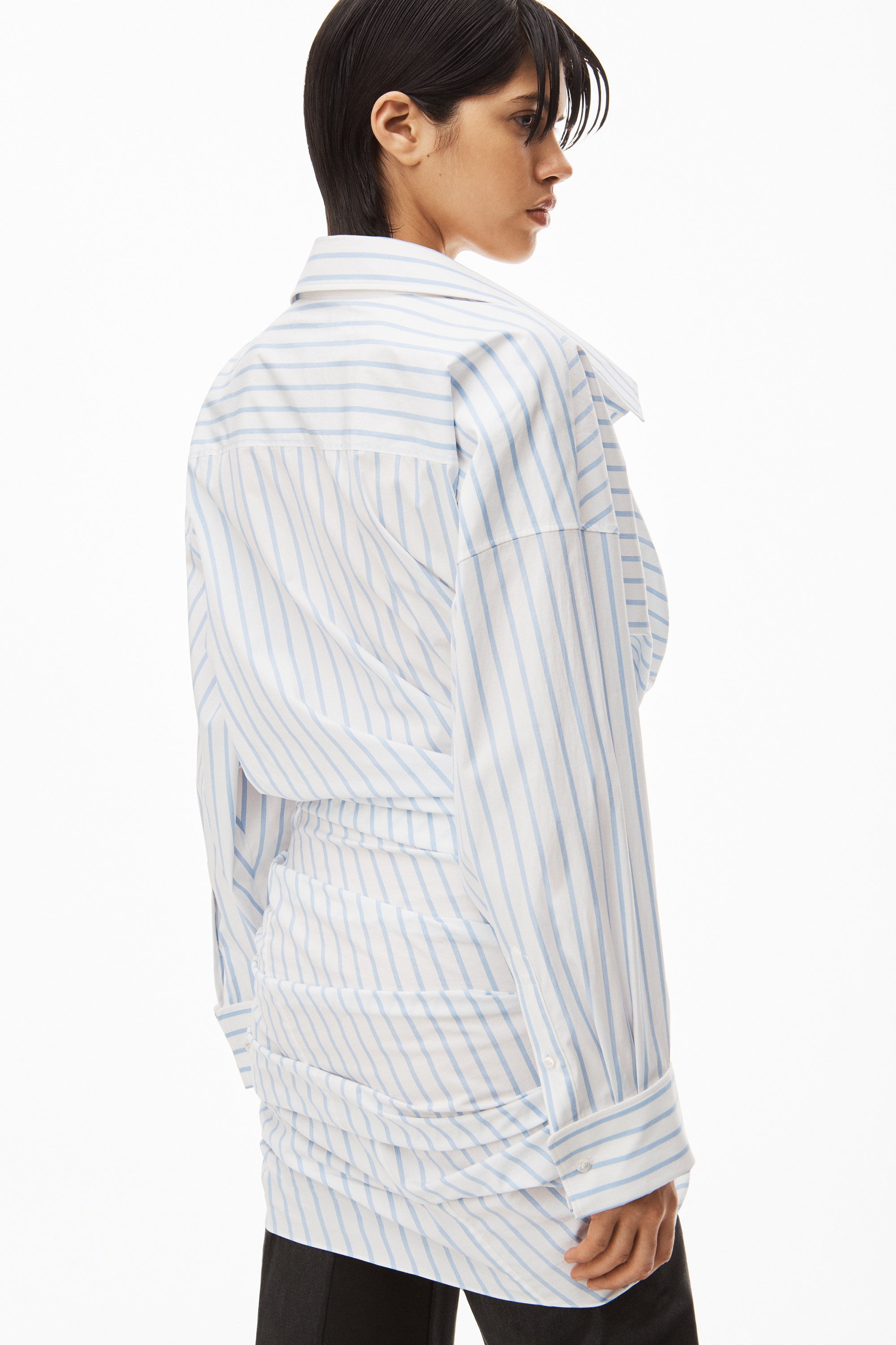 TWISTED COWL DRESS IN STRETCH COTTON - 6