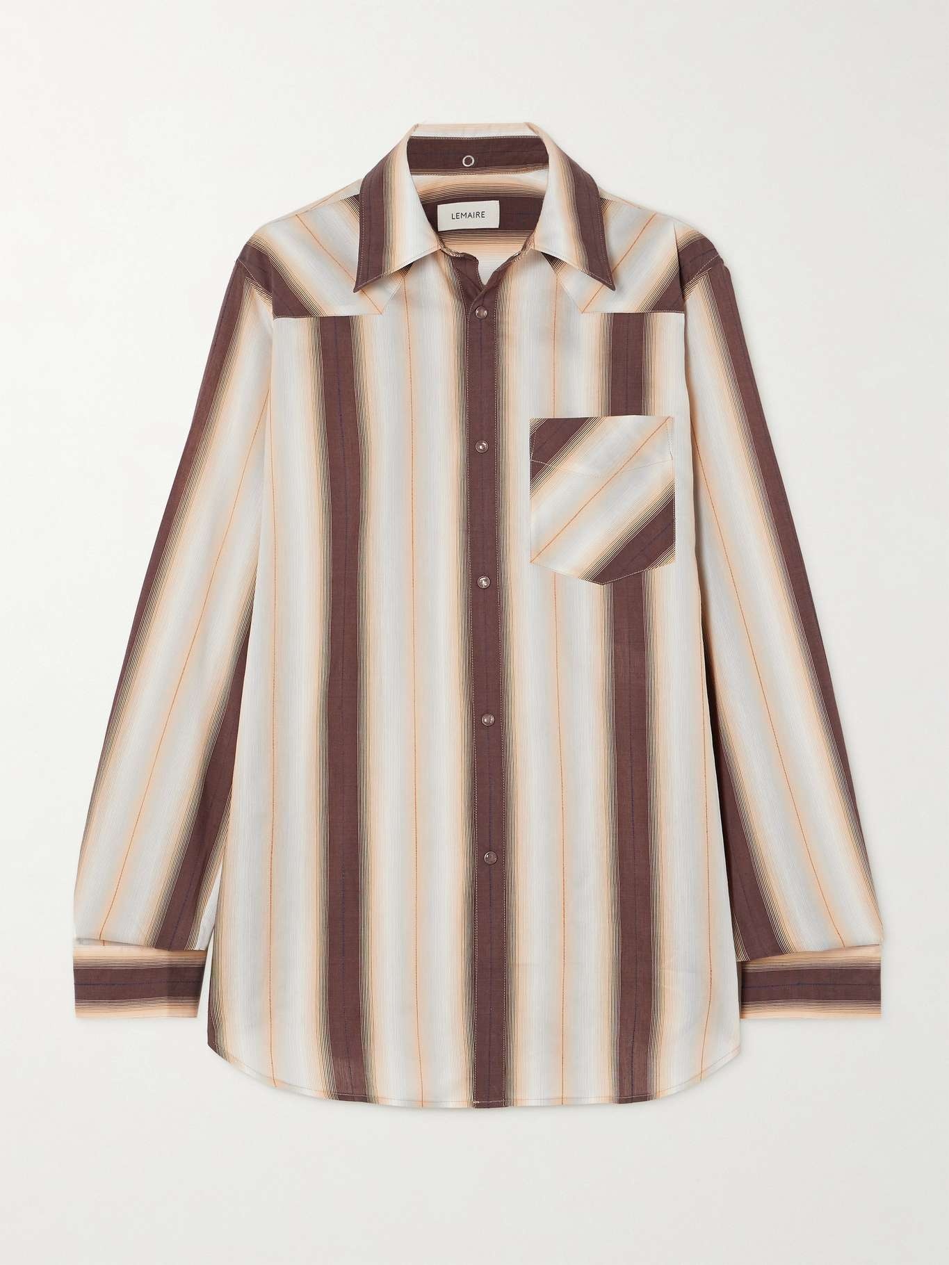 Western striped cotton, silk and linen-blend shirt - 1