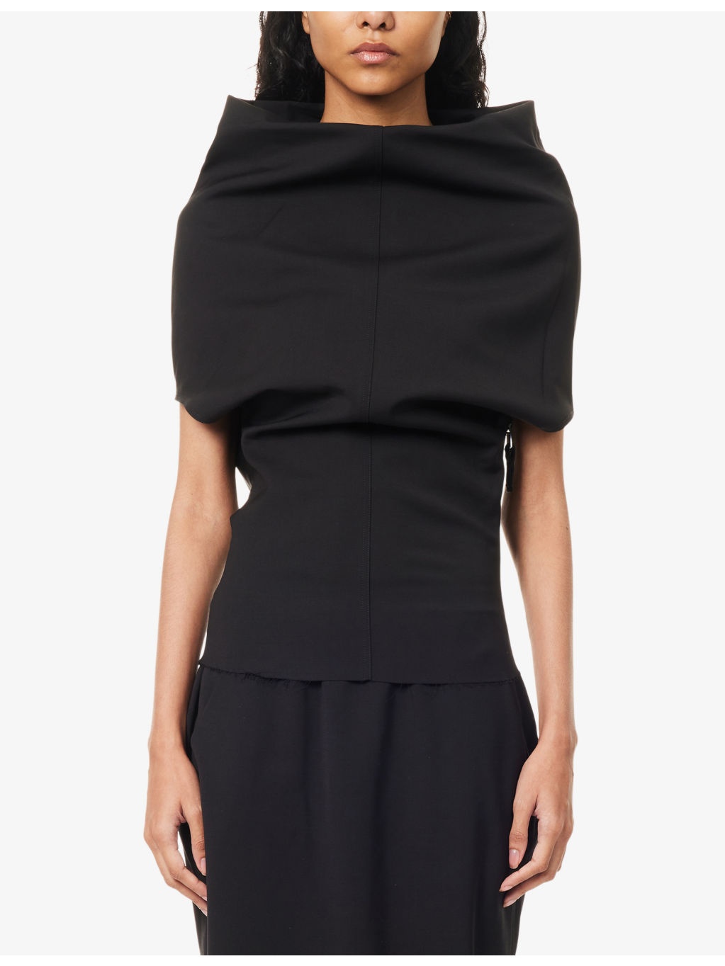 Shroud Curved-Neckline Wool-Blend Top - 3