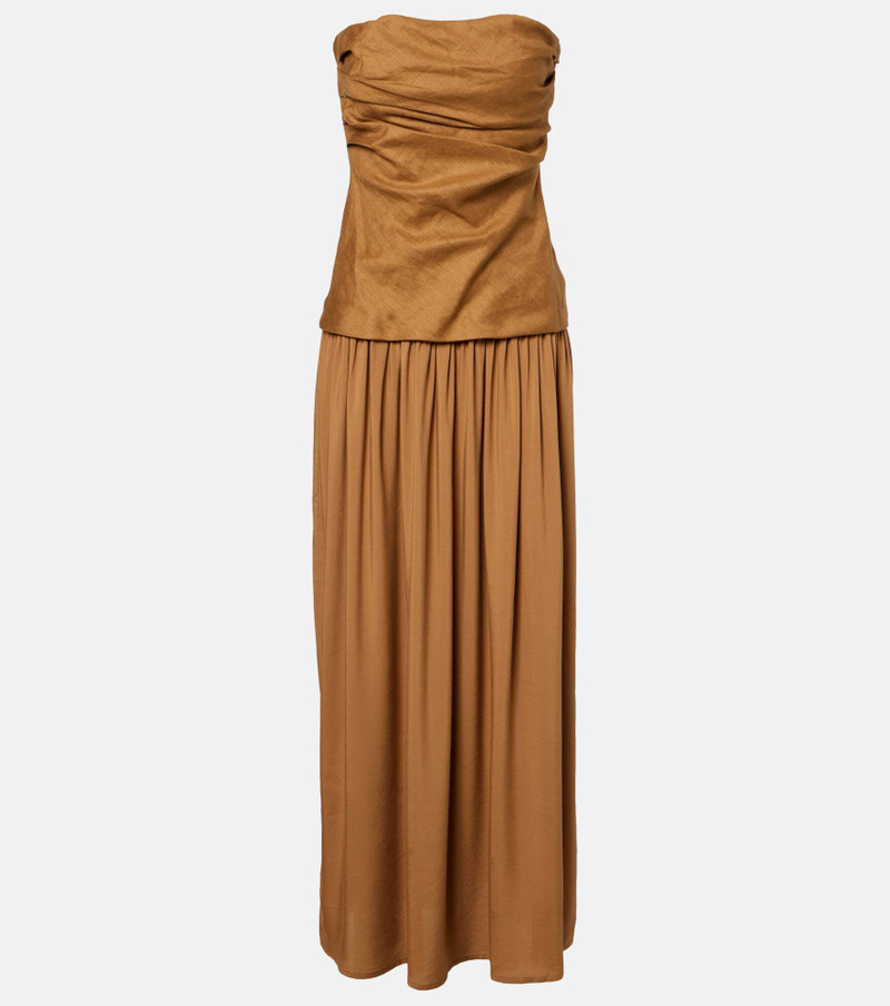 Hedy gathered linen maxi dress 1