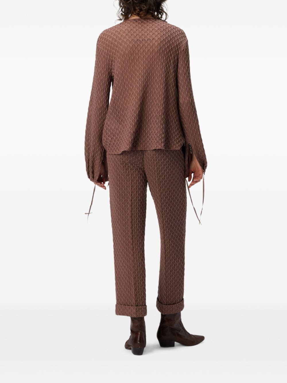 textured tie-neck top - 3