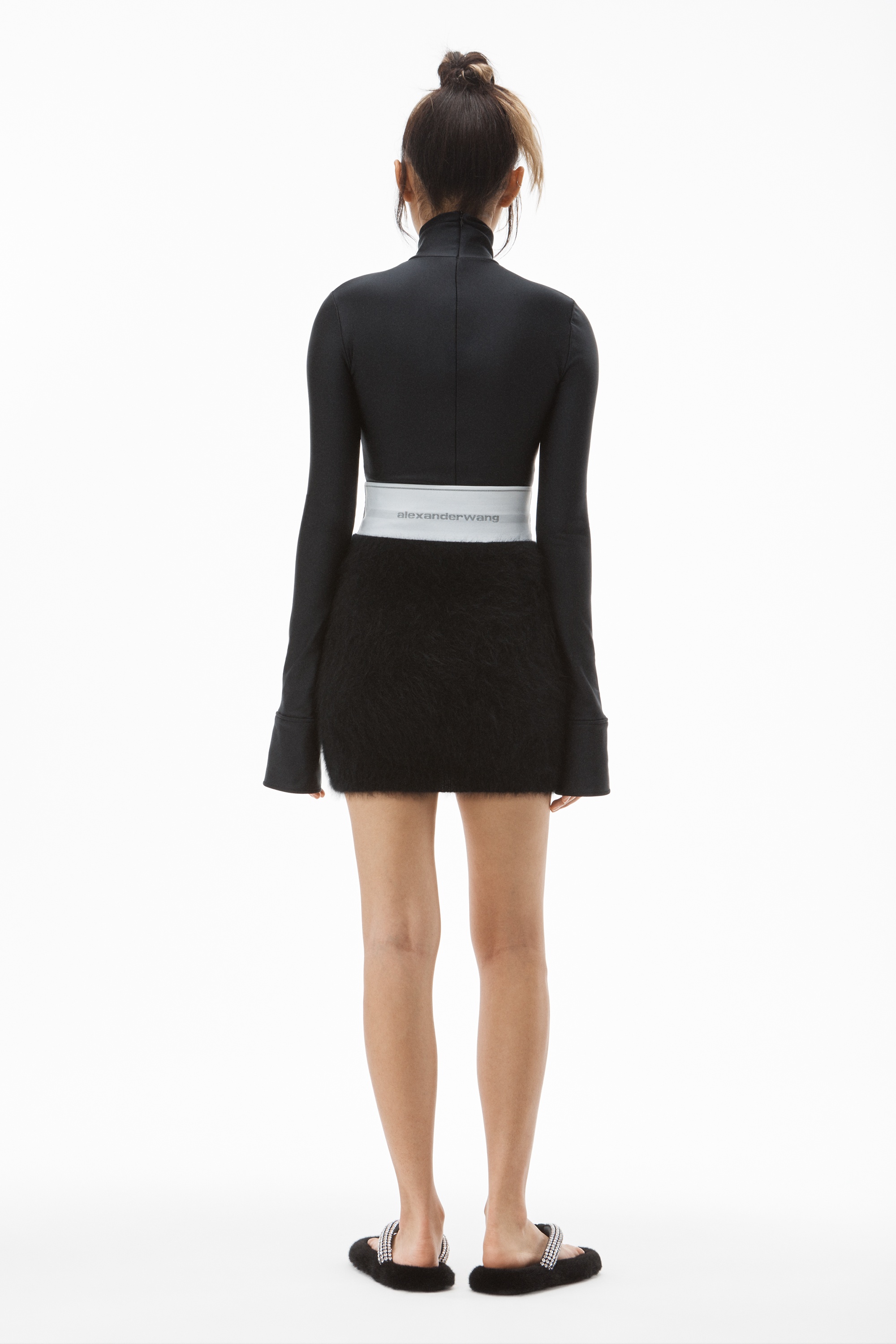 MINI SKIRT WITH LOGO ELASTIC IN ANGORA - 4