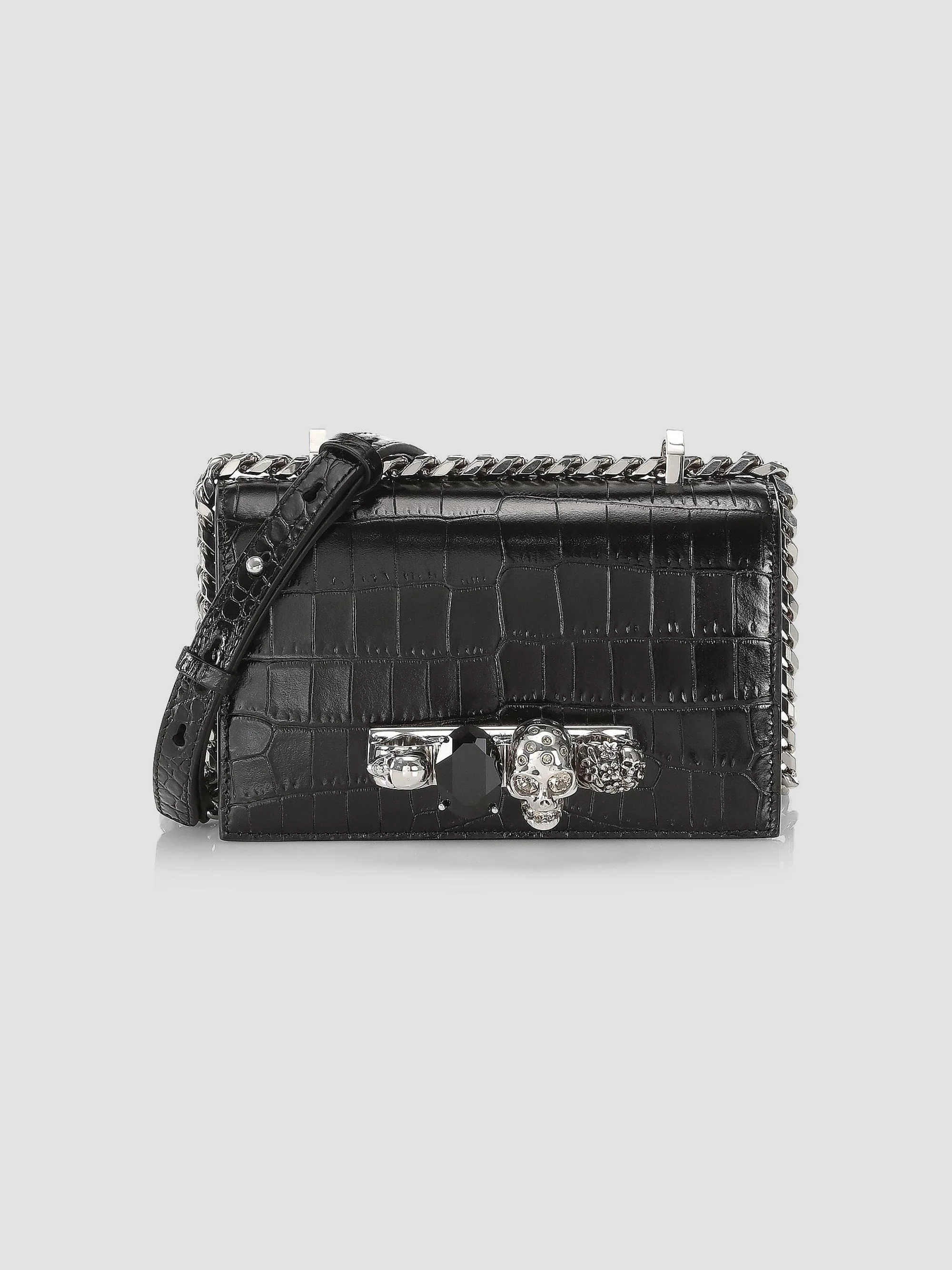 Women's Mini Jewelled Satchel In Leather - Nero - 1