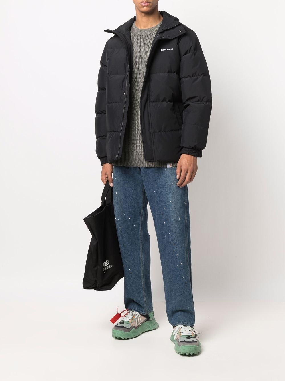 logo-print feather-down padded jacket - 2