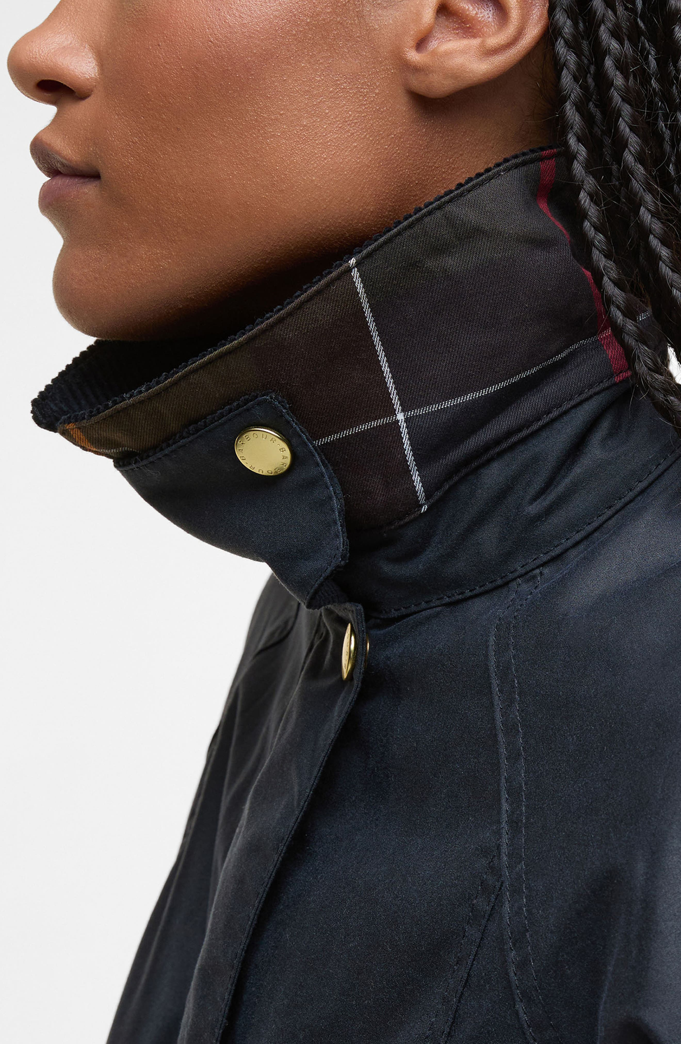 Barbour Beadnell Crop Waxed Cotton Jacket in Navy Classic at Nordstrom - 3