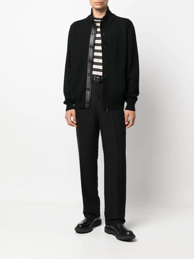 Brioni leather-trimmed cashmere cardigan outlook