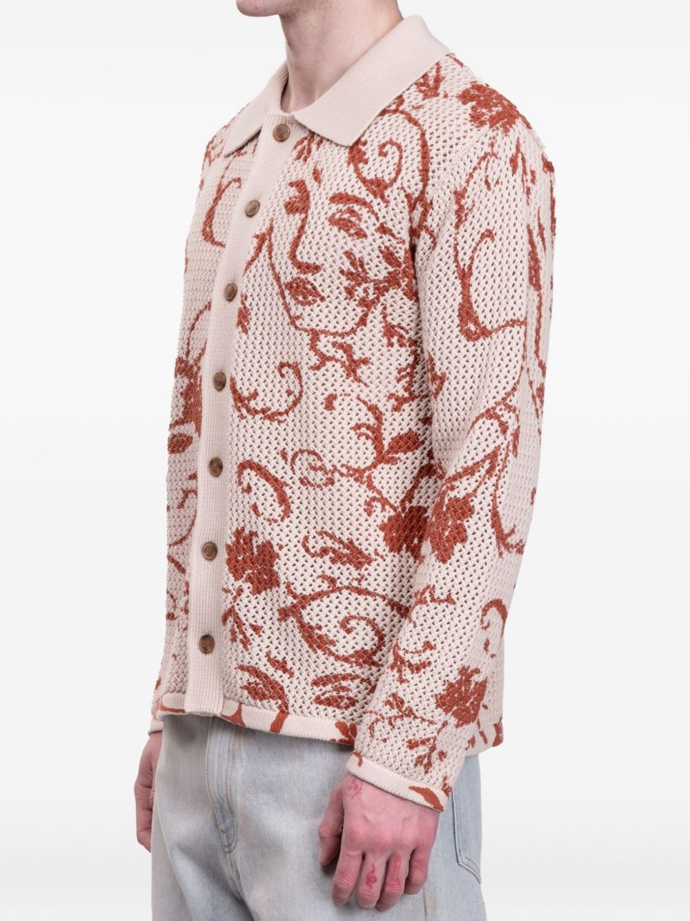 floral open knit cardigan - 2