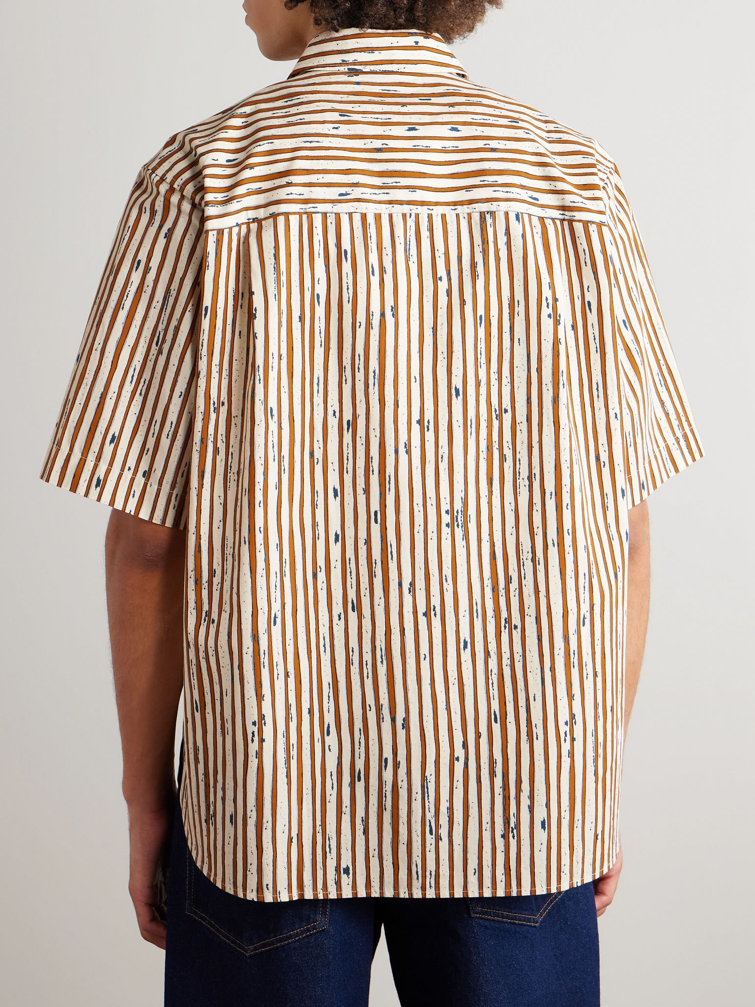Labilio Striped Cotton Shirt Brown - 4