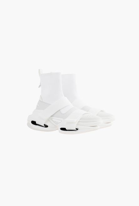 White suede and knit B-Bold sneakers with straps - 6