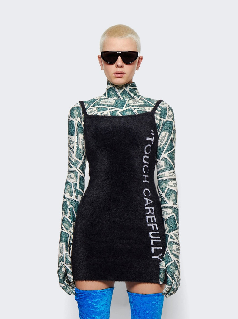 Quote Fuzzy Mini Dress Black And White 3
