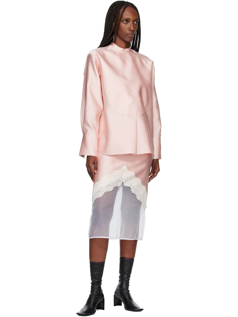Jil Sander Pink Satin Midi Skirt outlook