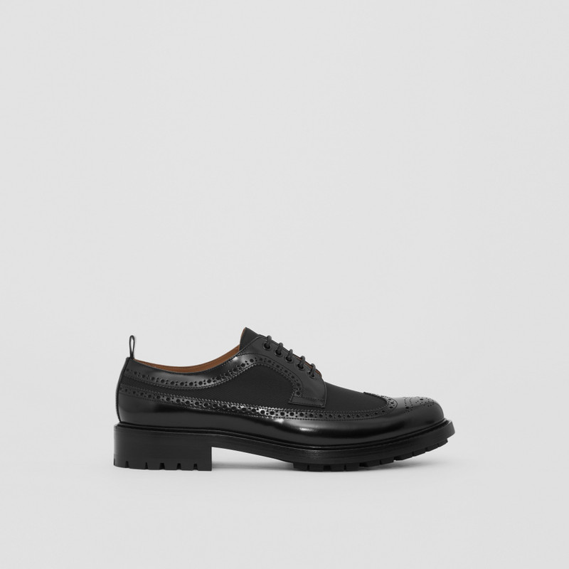 Grosgrain Panel Leather Derby Shoes 1