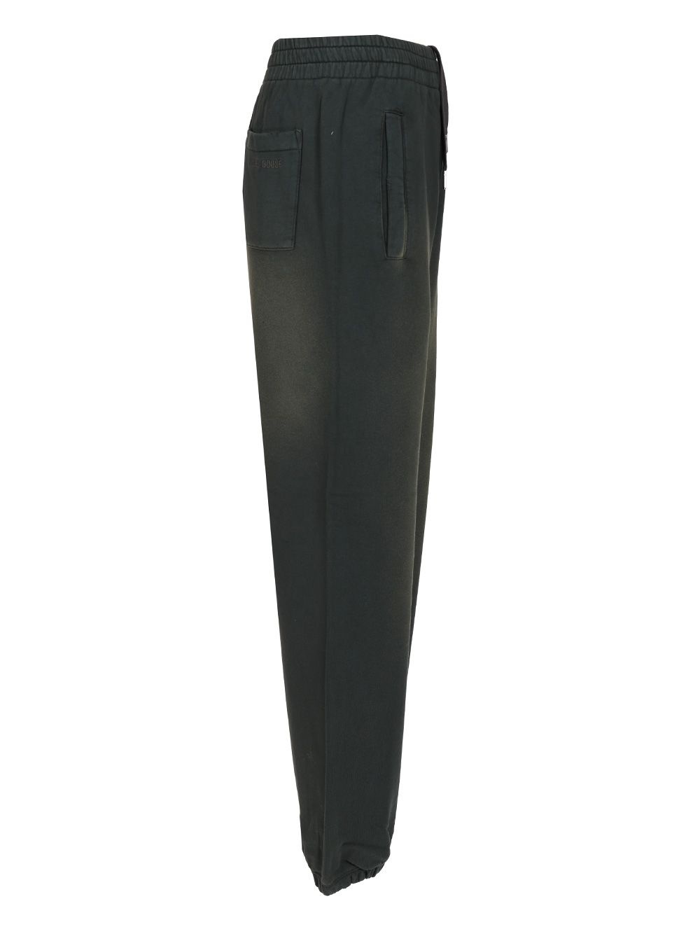 Journey Unisex Jogging Dyed Cotton Fleece Bleaching Effect Wirh Embroidery Trousers Black - 3