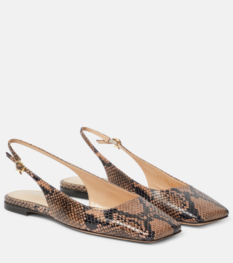 Borneo snake-print leather slingback flats 1