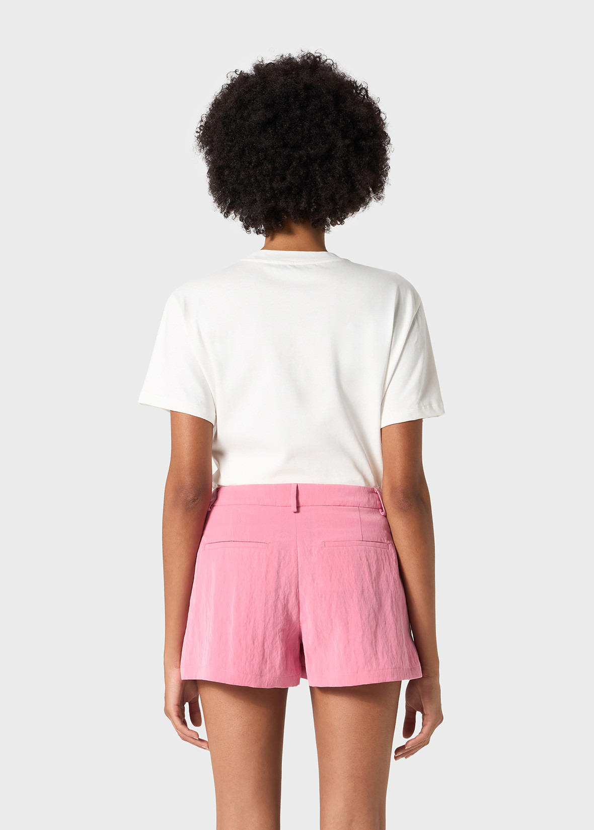 SHORTS IN FLUID GABARDINE WITH ROSE DECORATION - 4