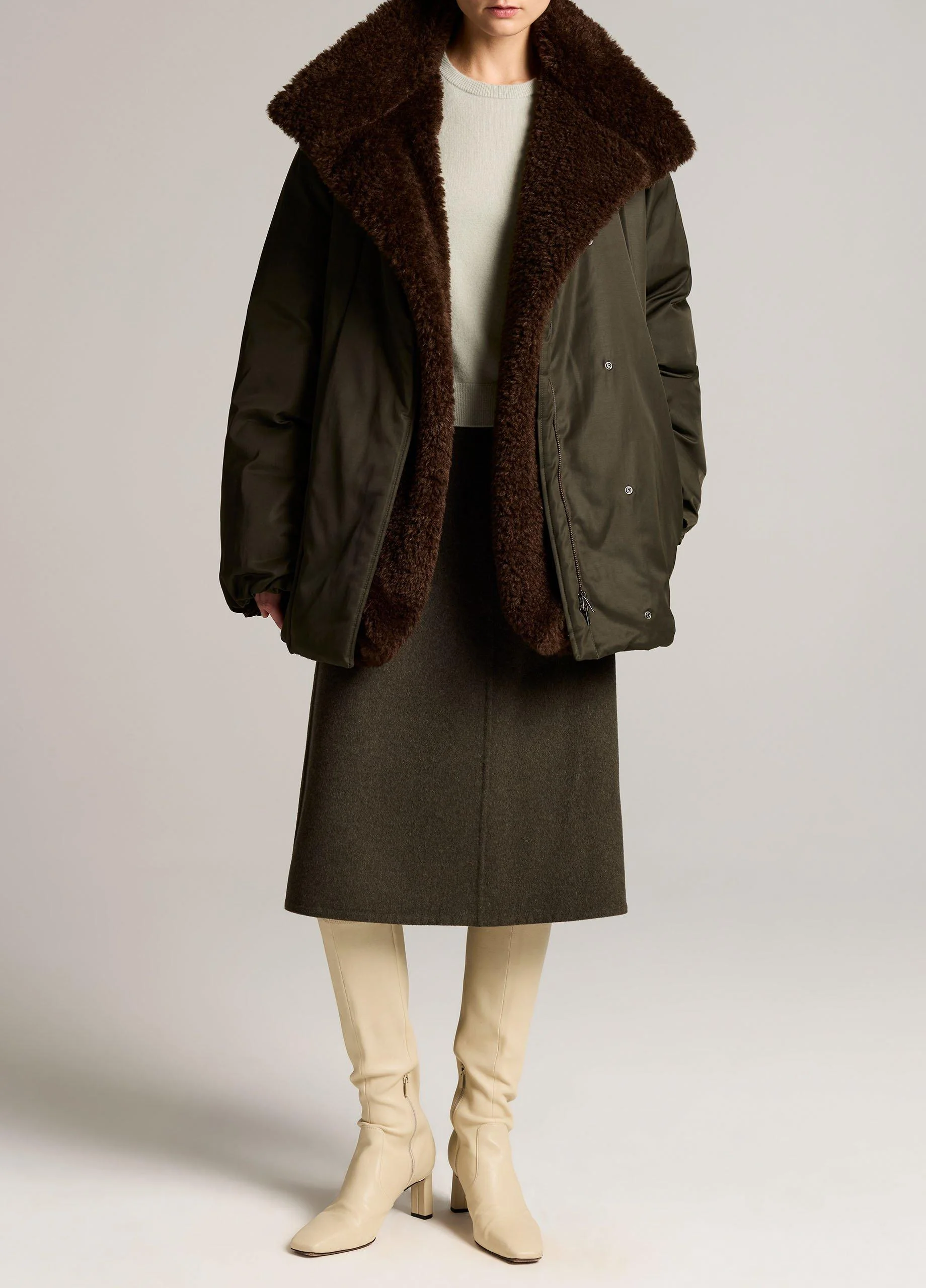 Faux-Fur-Lined Puffer Coat - 1