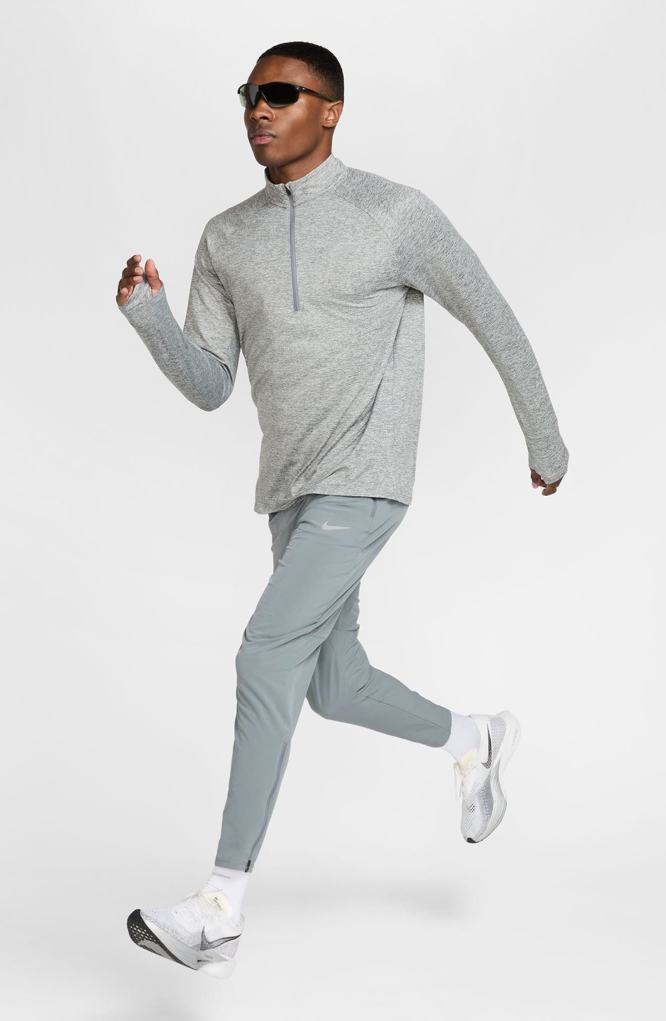 Nike Dri-FIT Stride Half Zip Running Top in 084 Smkgry/refsil at Nordstrom - 8
