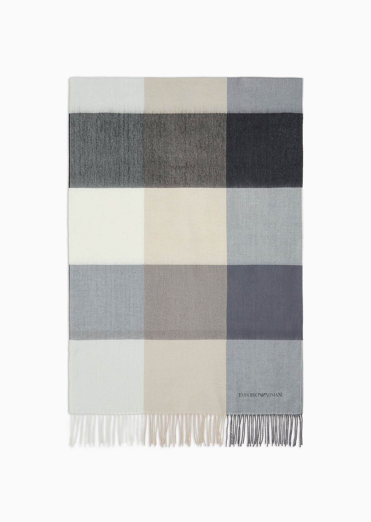 Fringed scarf with check motif - 1