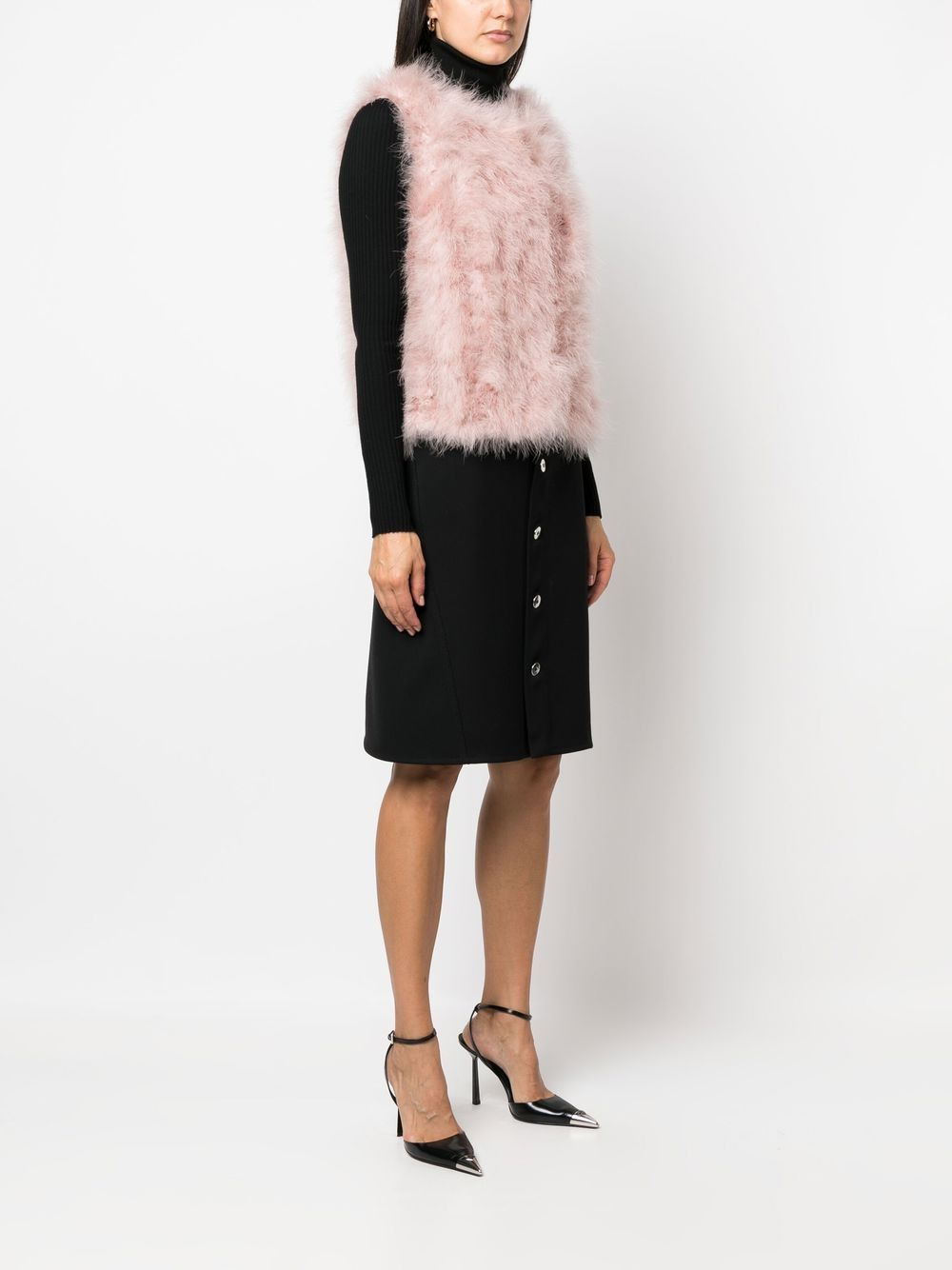 feather-trim gilet - 3