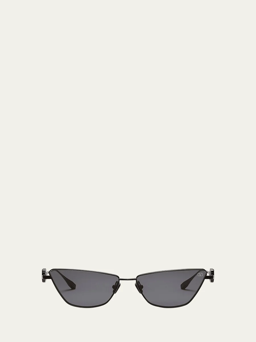 V-Logo Titanium Cat-Eye Sunglasses - 1