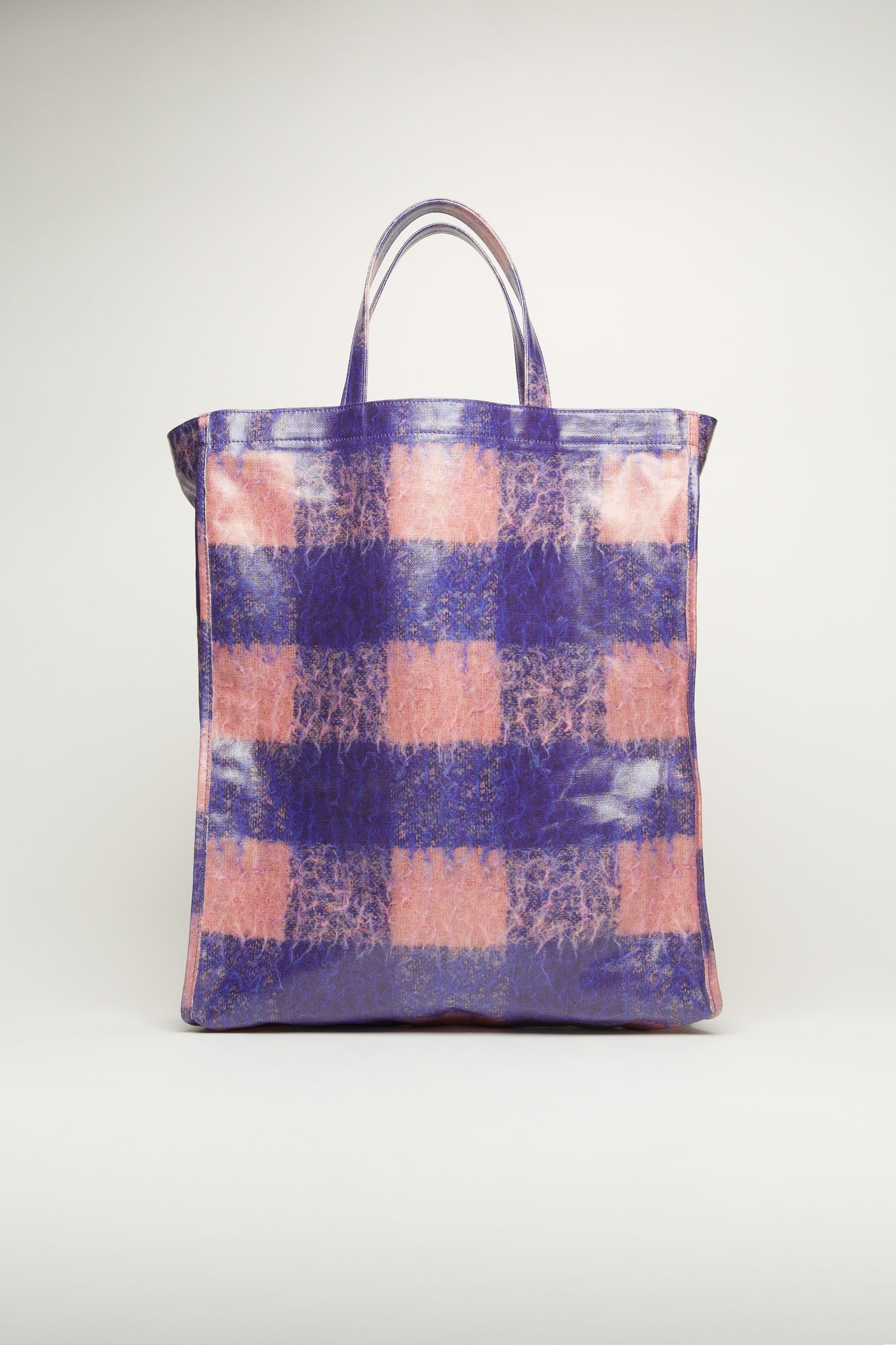 Check-print tote bag blue/pink - 3