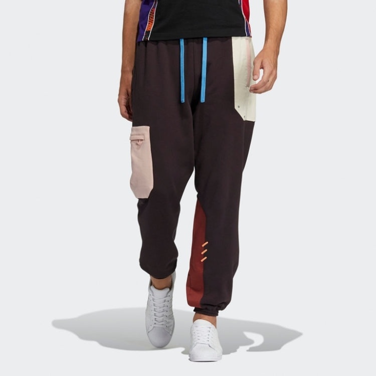 adidas originals Series Contrast Color Stitching Drawstring Sports Pants/Trousers/Joggers Brown HC03 - 3