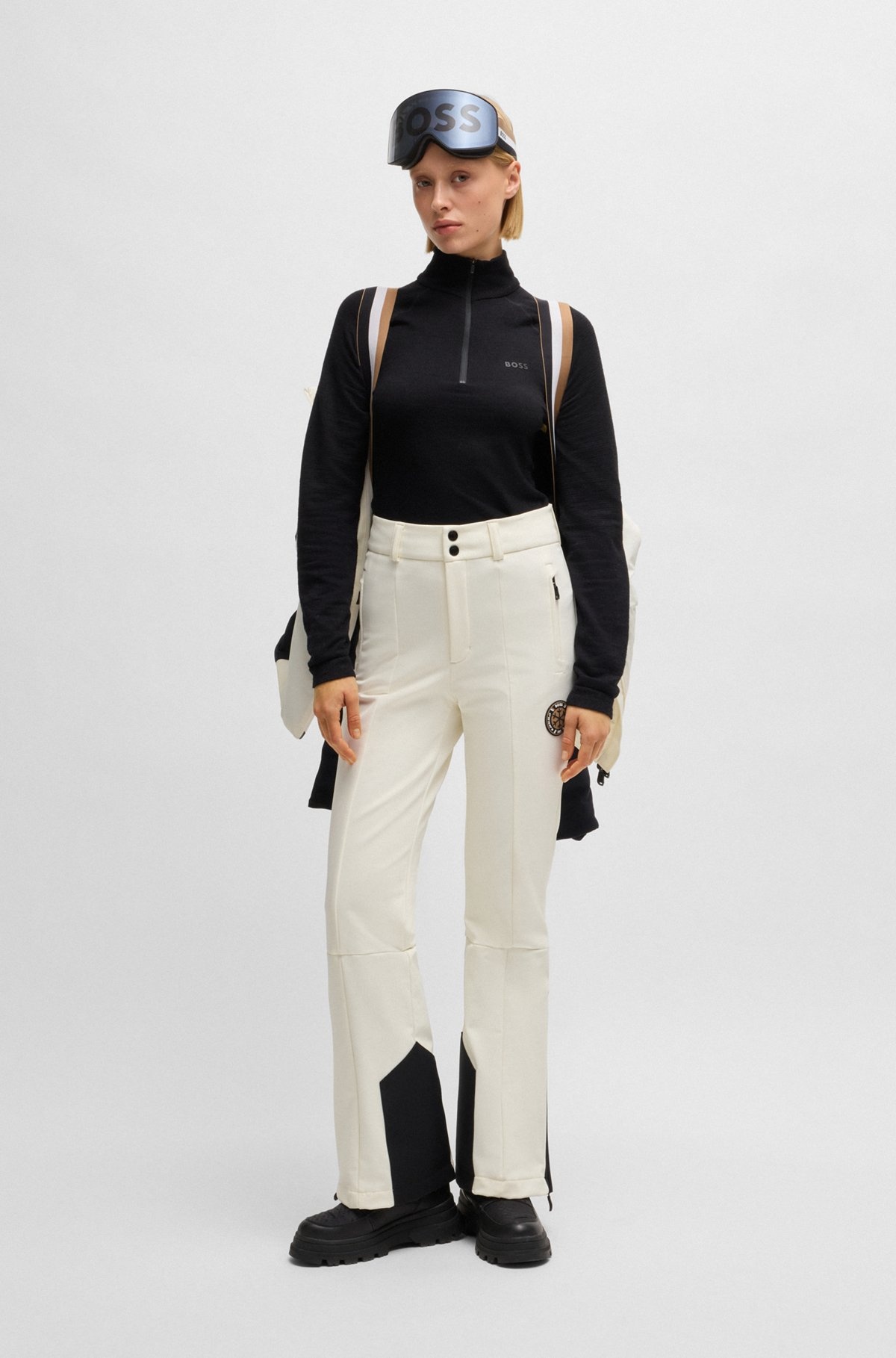 BOSS SKI FLEECE-BONDED TROUSERS WITH SNOW GUARD - 3