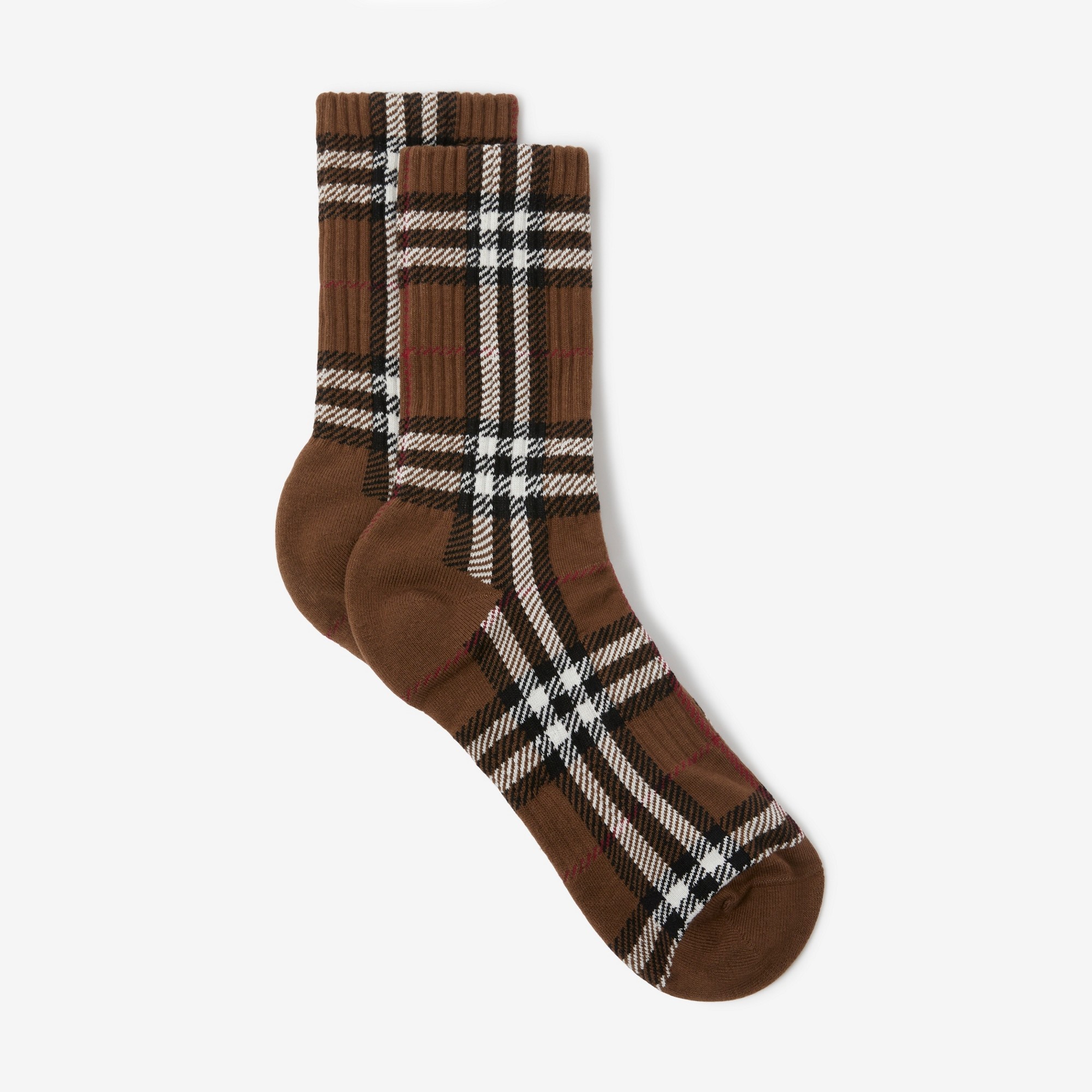 Check Intarsia Technical Stretch Cotton Socks - 2