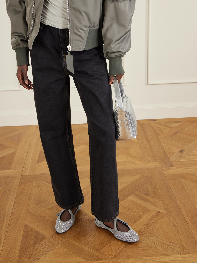 THE ATTICO Floor 01 Mesh-trimmed Suede Flats outlook