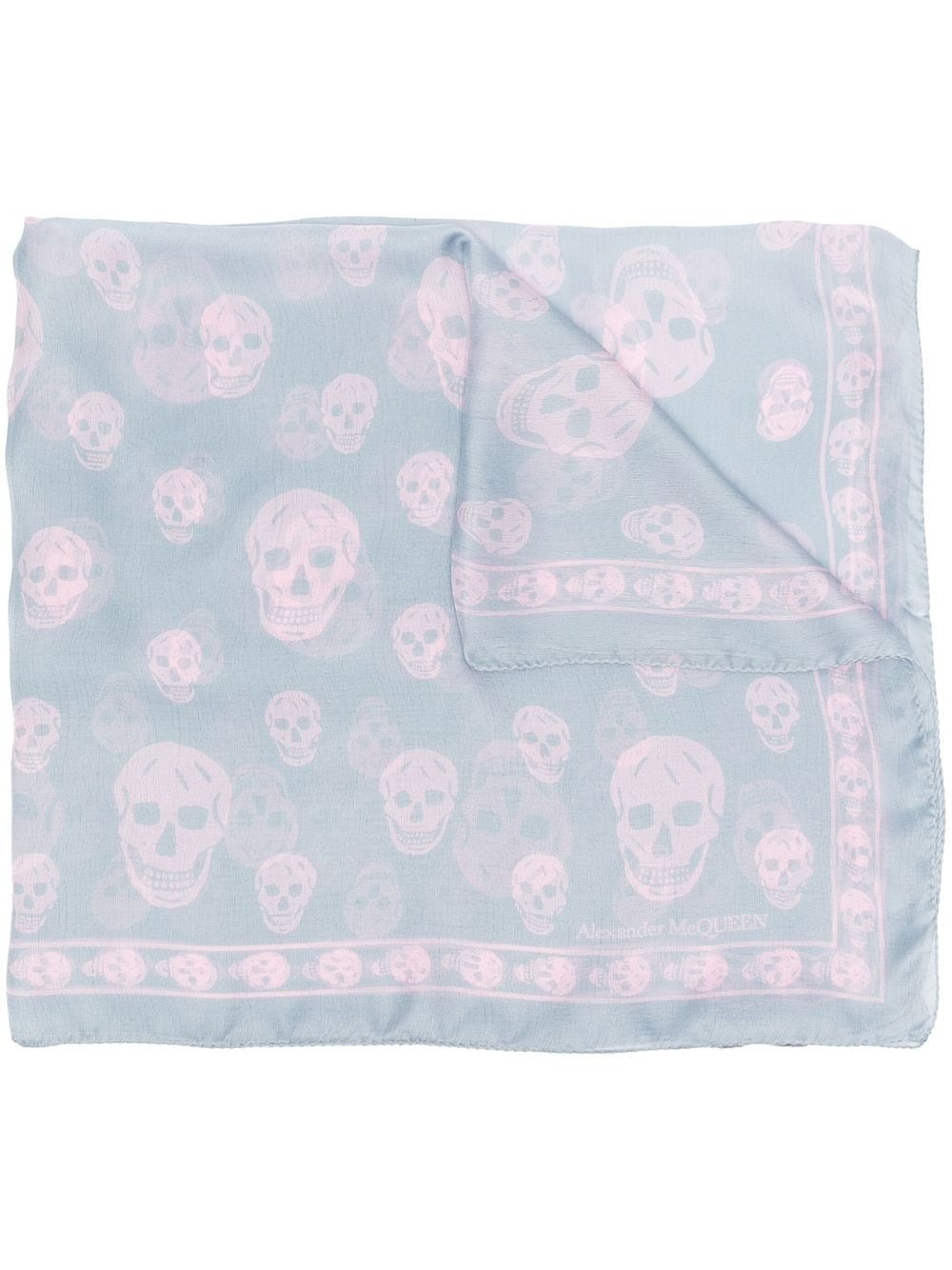 Skull-print silk scarf - 1