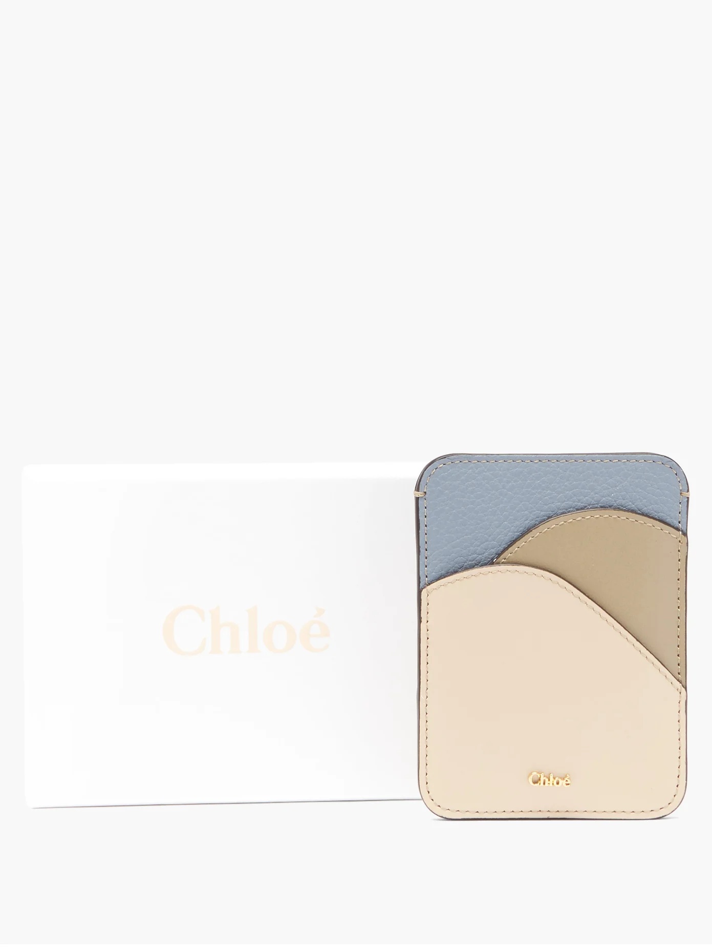 Walden colour-blocked grained leather cardholder - 4