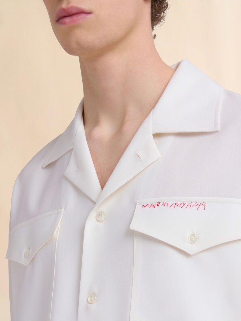 WHITE TROPICAL WOOL SHIRT WITH MARNI MENDING - 4