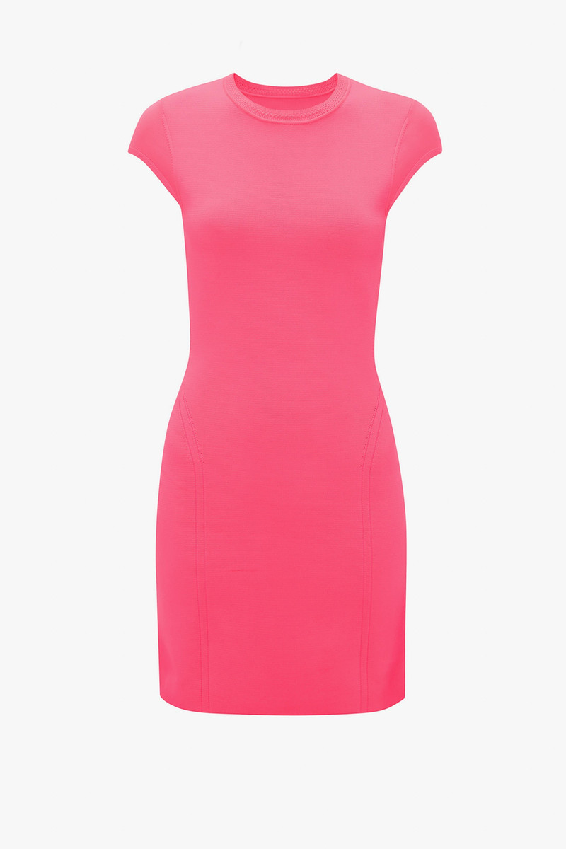 VB Body Compact Cap Sleeve Mini Dress In Pink - 1