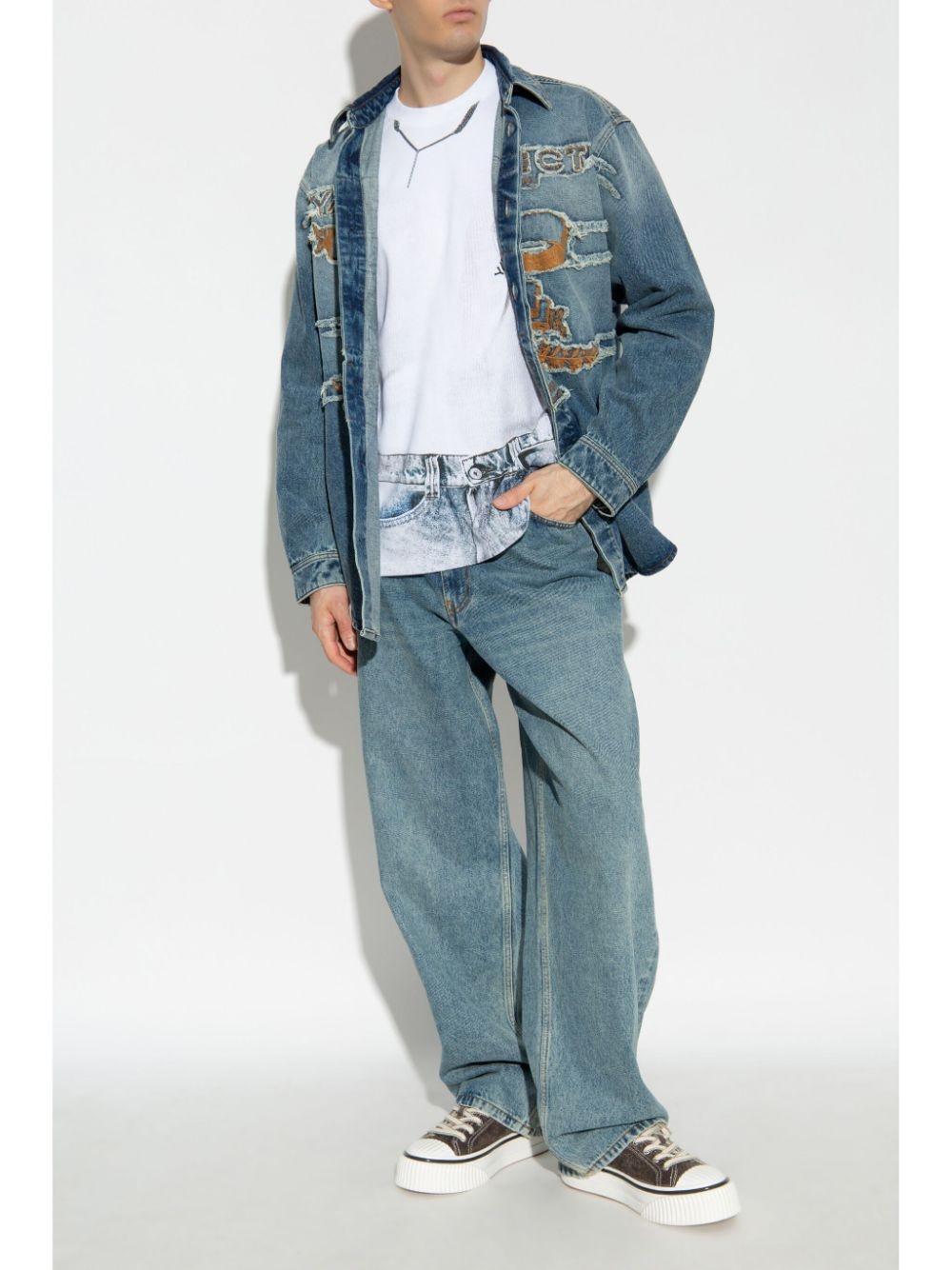 distressed denim shirt - 2