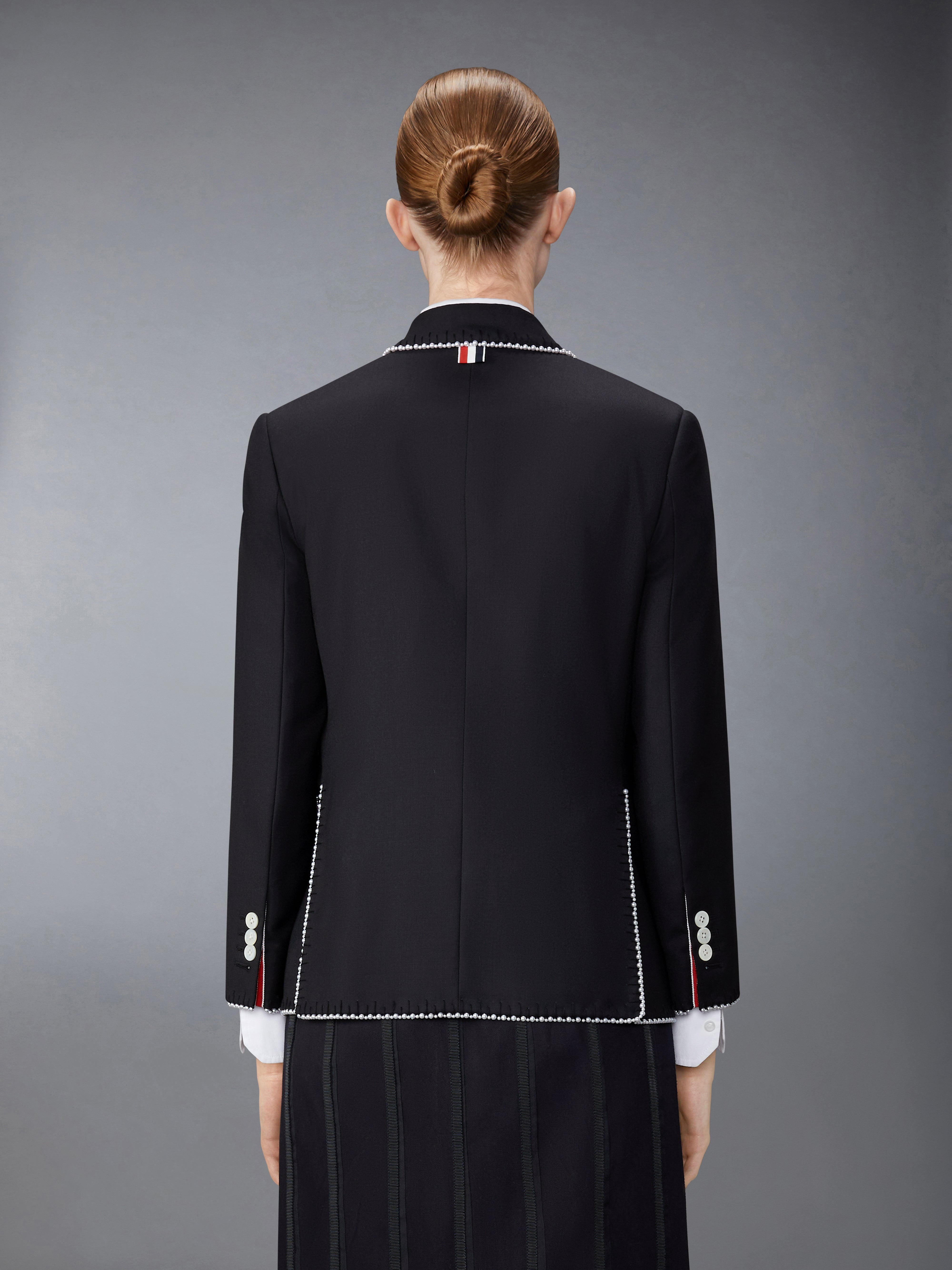 FIT 1 - DOUBLE BREASTED CLASSIC SPORT COAT W/ BLANKET STITCH PEARLS ON SUPER 120'S WOOL TWILL - 3