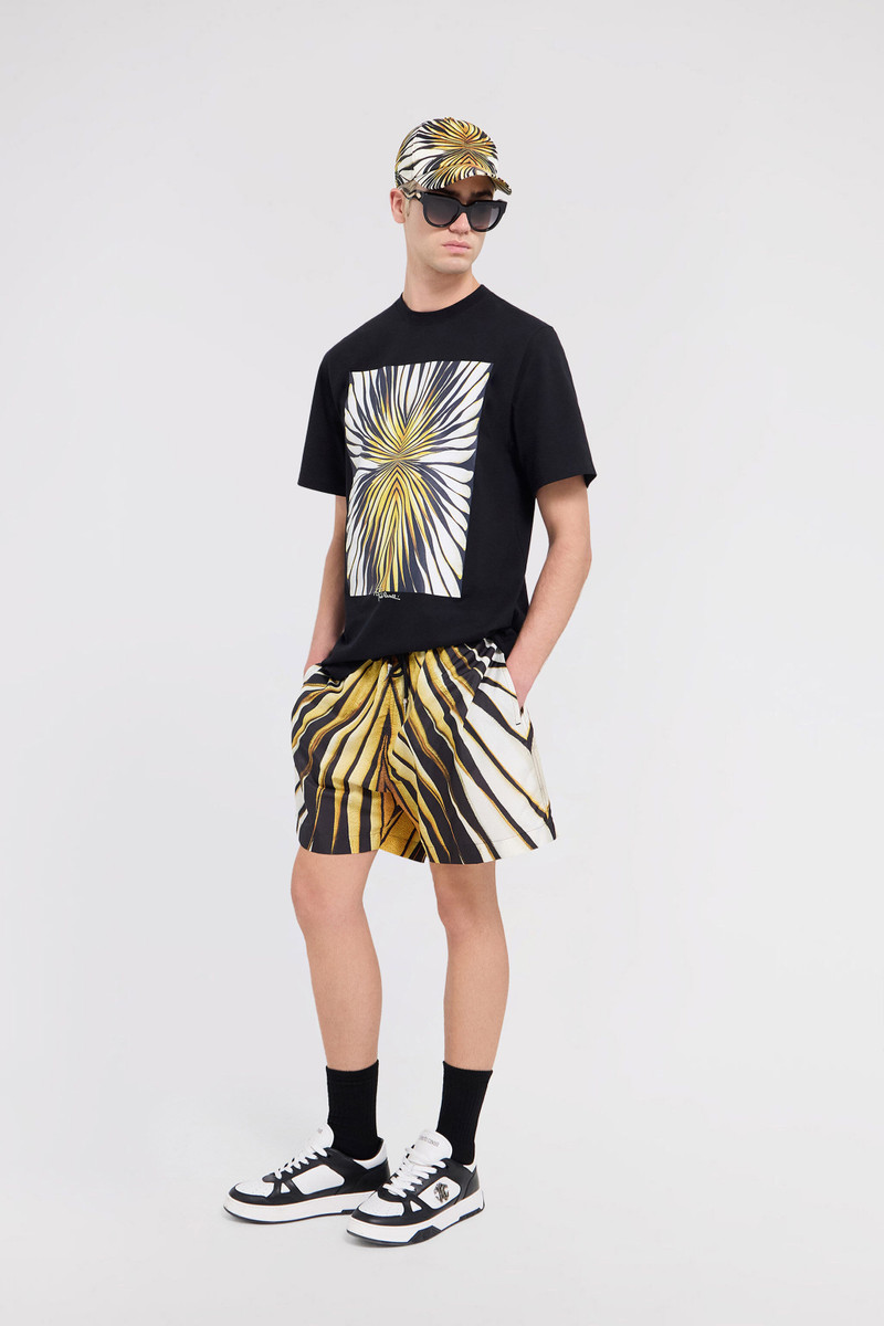 Roberto Cavalli Ray Of Gold Print Pure Cotton T-shirt outlook