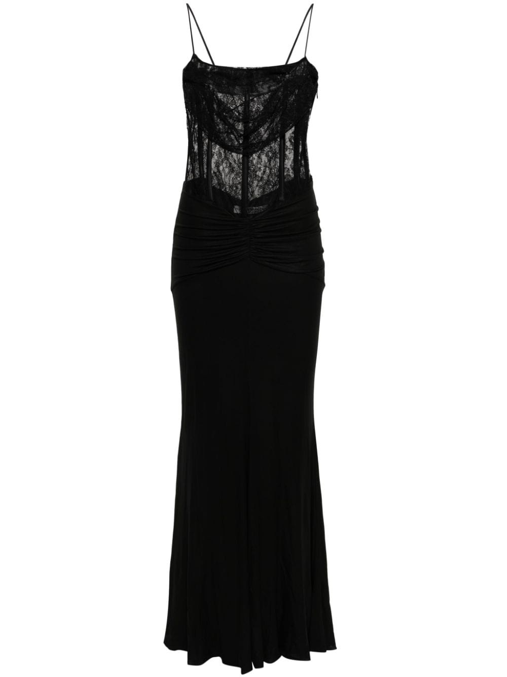 draped lace-panel maxi dress - 1