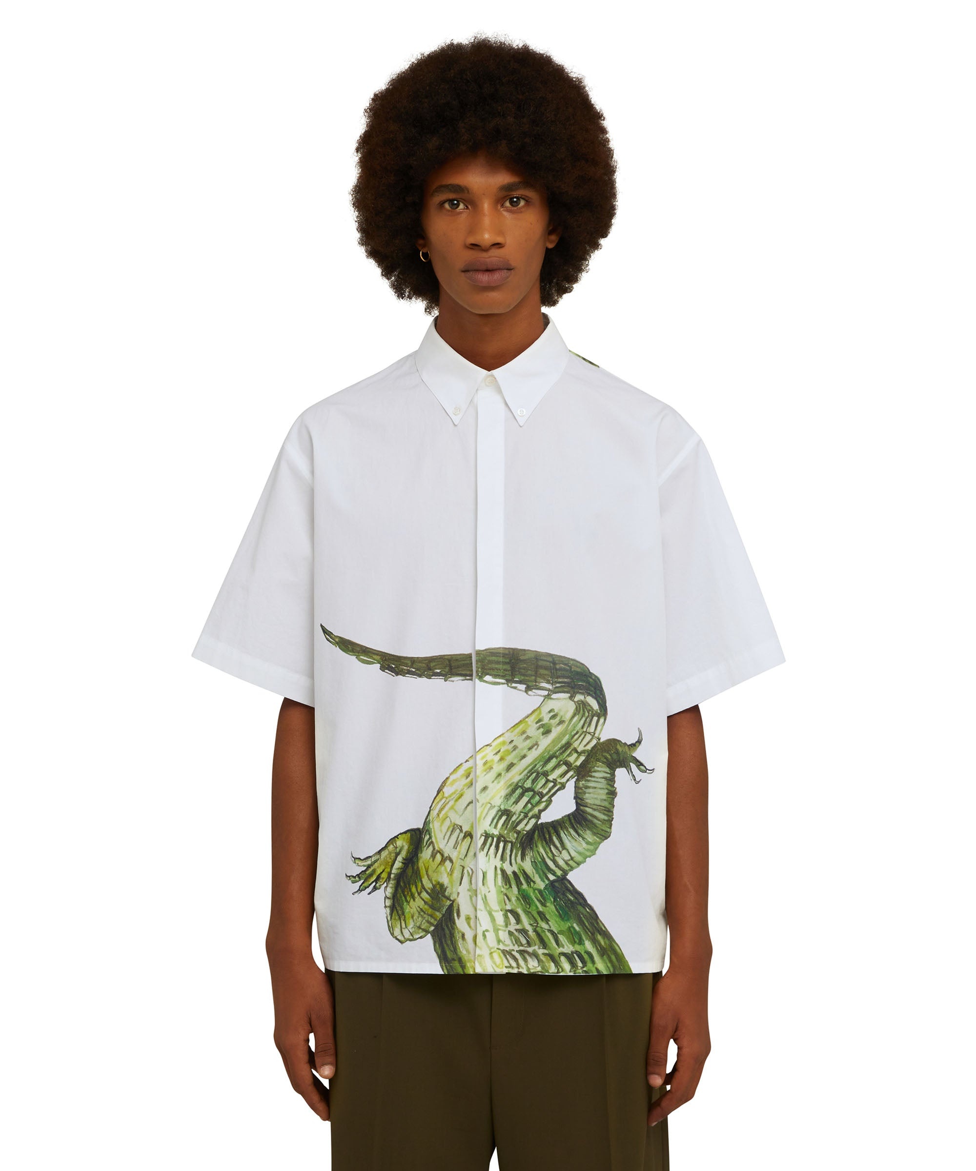 Organic poplin cotton shirt with "crocodile" print - 2